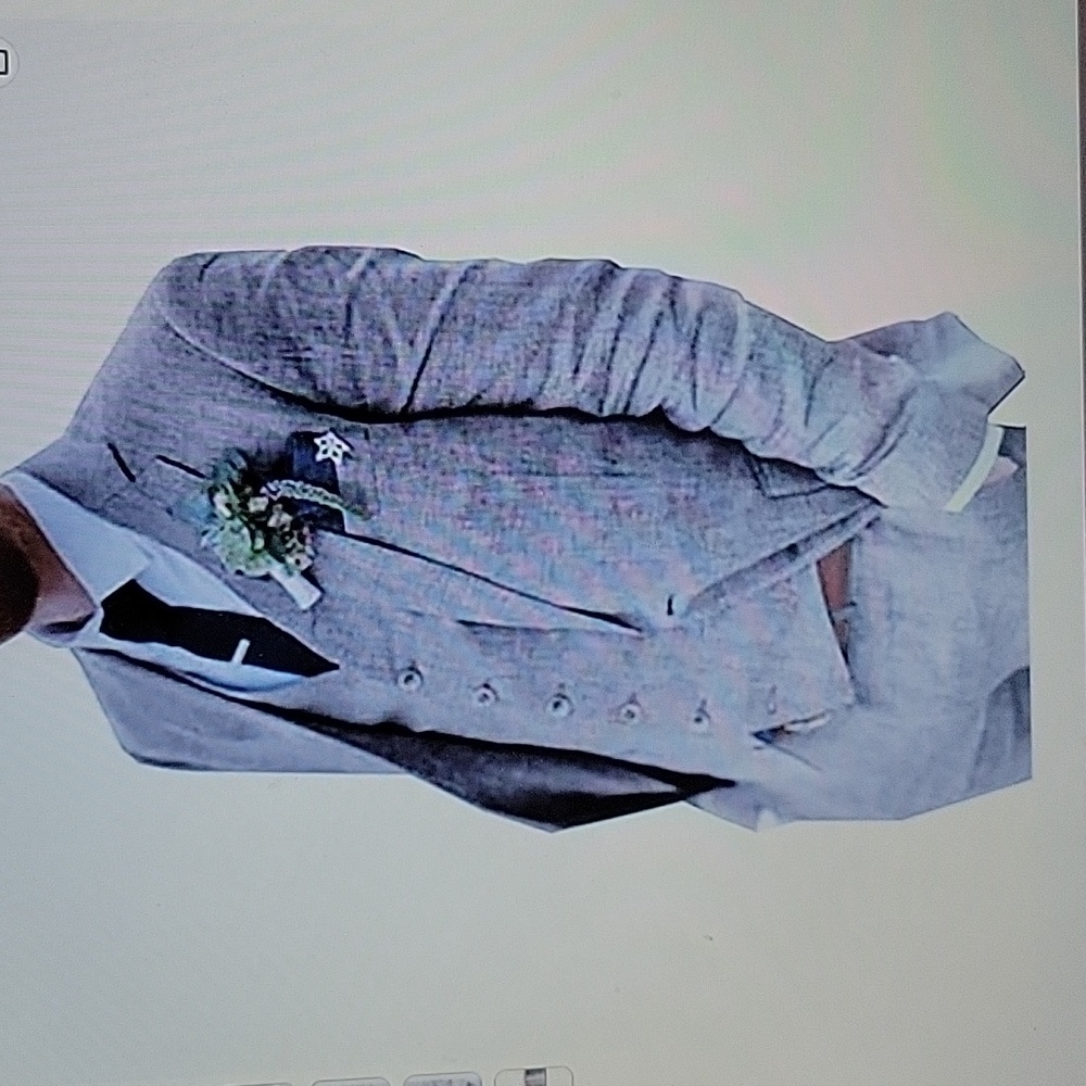 Wehilion linen 3 pc suit blazer vest pants Gray Retro beach wedding SZ XL NEW…